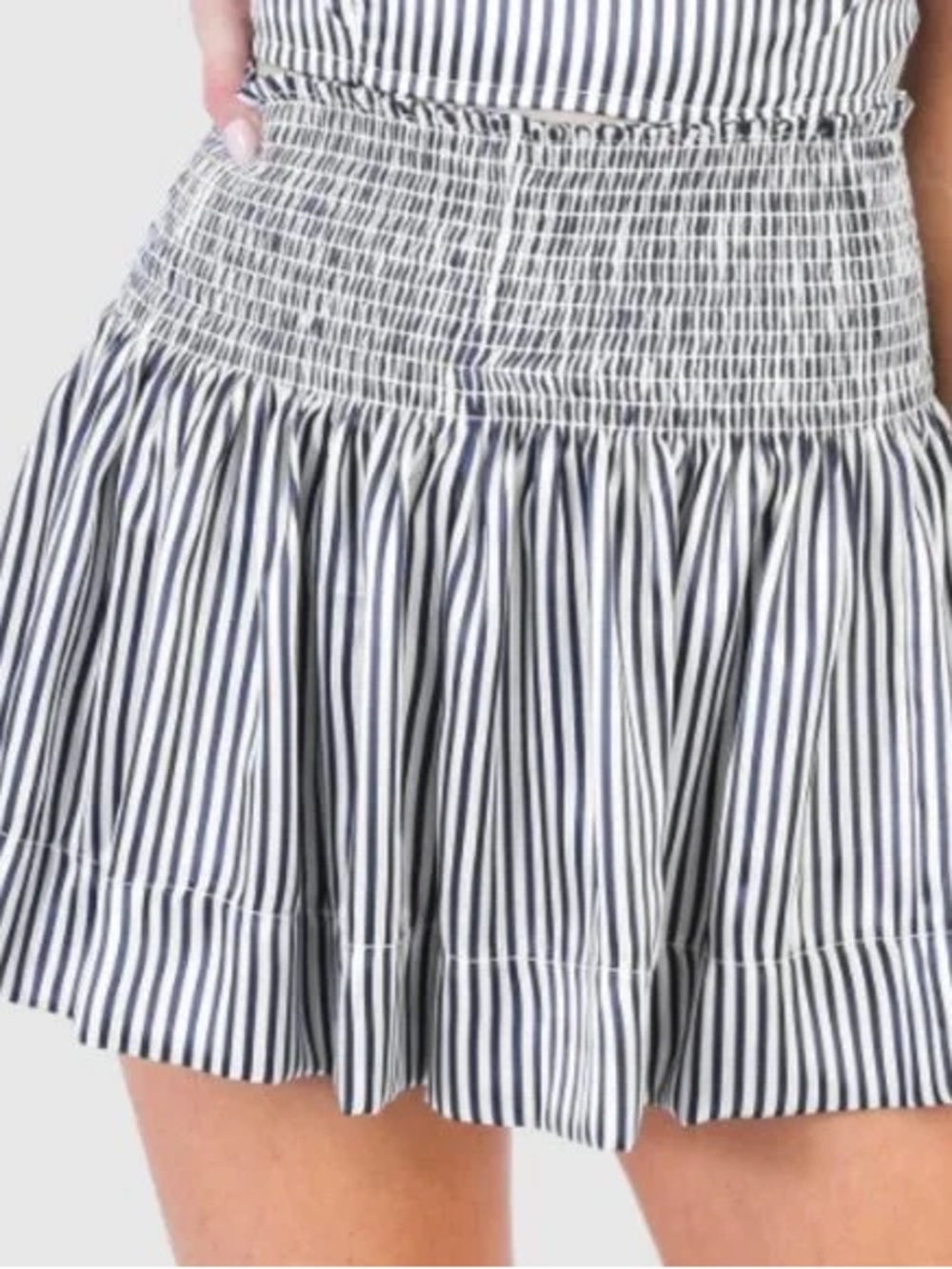 Blue and white seersucker Koch skirt